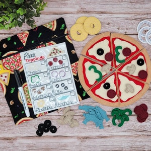 Felt Play Food - Pizza Set - Play Kitchen - Pretend Play - Toddler Learning - Eco-friendly toys - Child&#39;s Gift