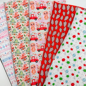 Christmas Half Sheet Vertical Grab Bag - Faux Leather Scrap Pack 5 piece set holiday themed