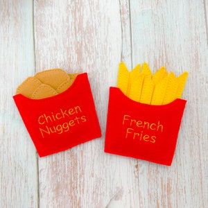 felt play food - chicken nugget and French fry set - handmade felt food