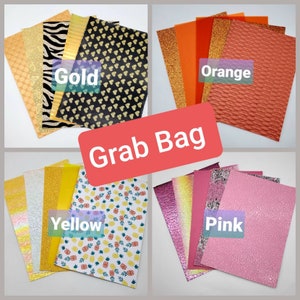 Full Sheet Grab Bag - Faux Leather Scrap Pack 5 piece set random colors