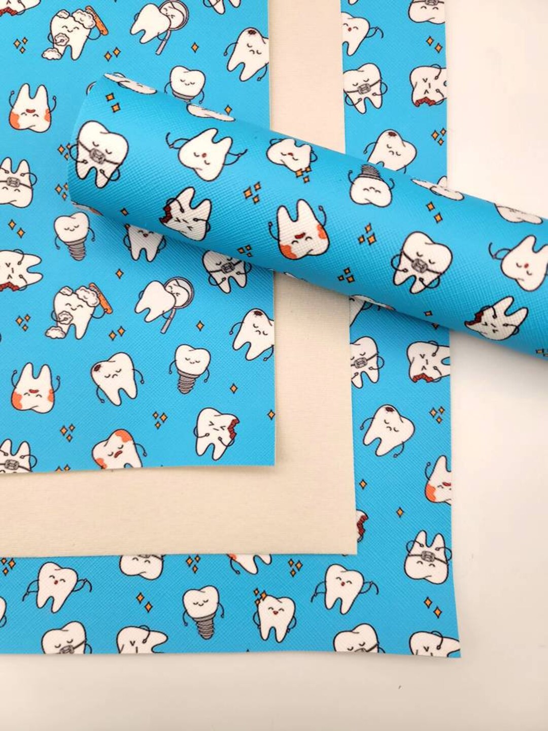 Tooth Dental Light Blue Printed Faux Leather Vinyl Sheets R475 - Etsy