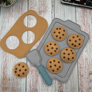 Felt play food - Chocolate Chip Cookie Baking Set - Pretend Play cookies - felt play food