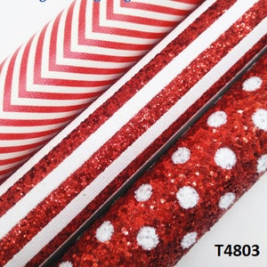 Red Series Glitter Fabric Sparkle Faux Leather Vinyl Craft Bows Sheets Earring Making T4803