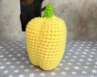 Pretend Play Food - yellow bell pepper - Crochet Play Food - Farmer's Market Food - Felt Play Food