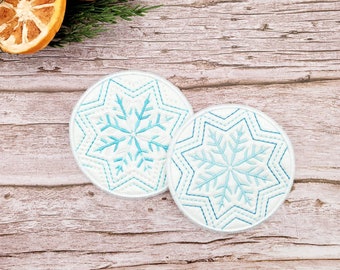 Snowflake Round Quilted themed Mug Rug Set of 2