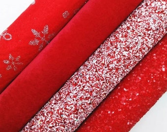 Red Color Series Synthetic Faux Leather Red felt Red Suede Glitter Vinyl Sheets T9223