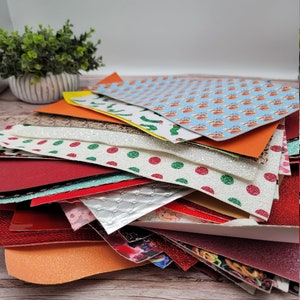Faux Leather Sheets 2lb Scrap Pack - Imperfect Sheets - up to size 12x13&quot; - Random Selection - Free shipping