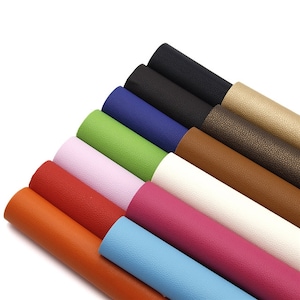 Solid Litchi Texture PU Faux Leather Fabric Faux Leatherette Vinyl Craft Bow Earring Making Sheets R202