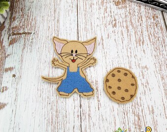 Mouse and Cookie Felt Finger Puppets Set – Eco-Friendly Handmade Pretend Play Toy