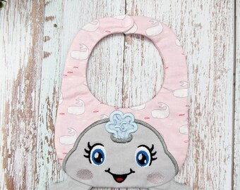 Whale Baby Bib - Embroidery Handmade