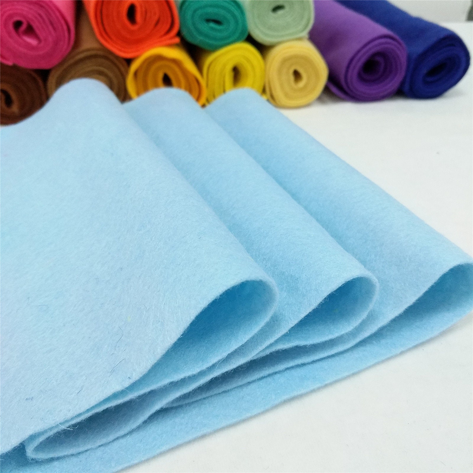 FabricLA Craft Felt Fabric - 18 X 18 Inch Wide & 1.6mm Thick Felt Fabric  - Baby Blue - Use This Soft Felt for Crafts - Felt Material Pack