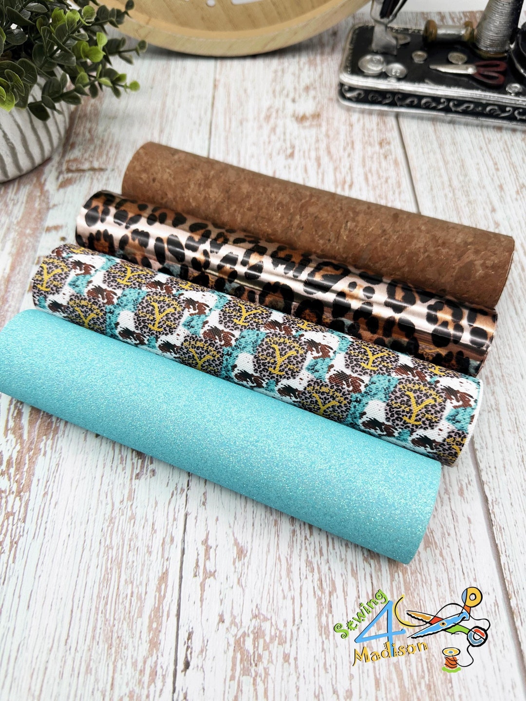 Western Themed - Teal and Leopard - Faux Leather and Glitter Sheets - Etsy