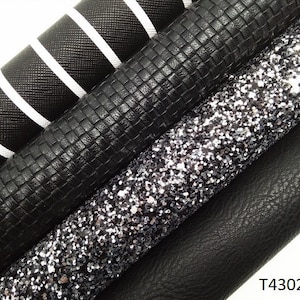 Black Series Faux Leather Vinyl Sheets T4302
