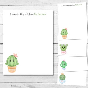 Bloc-notes cactus fait main personnalisé, papier floral 4,25 x 5,5 pouces, notes succulentes personnalisées, bloc-notes plante 48 pages, cadeau jardinier ou enseignant