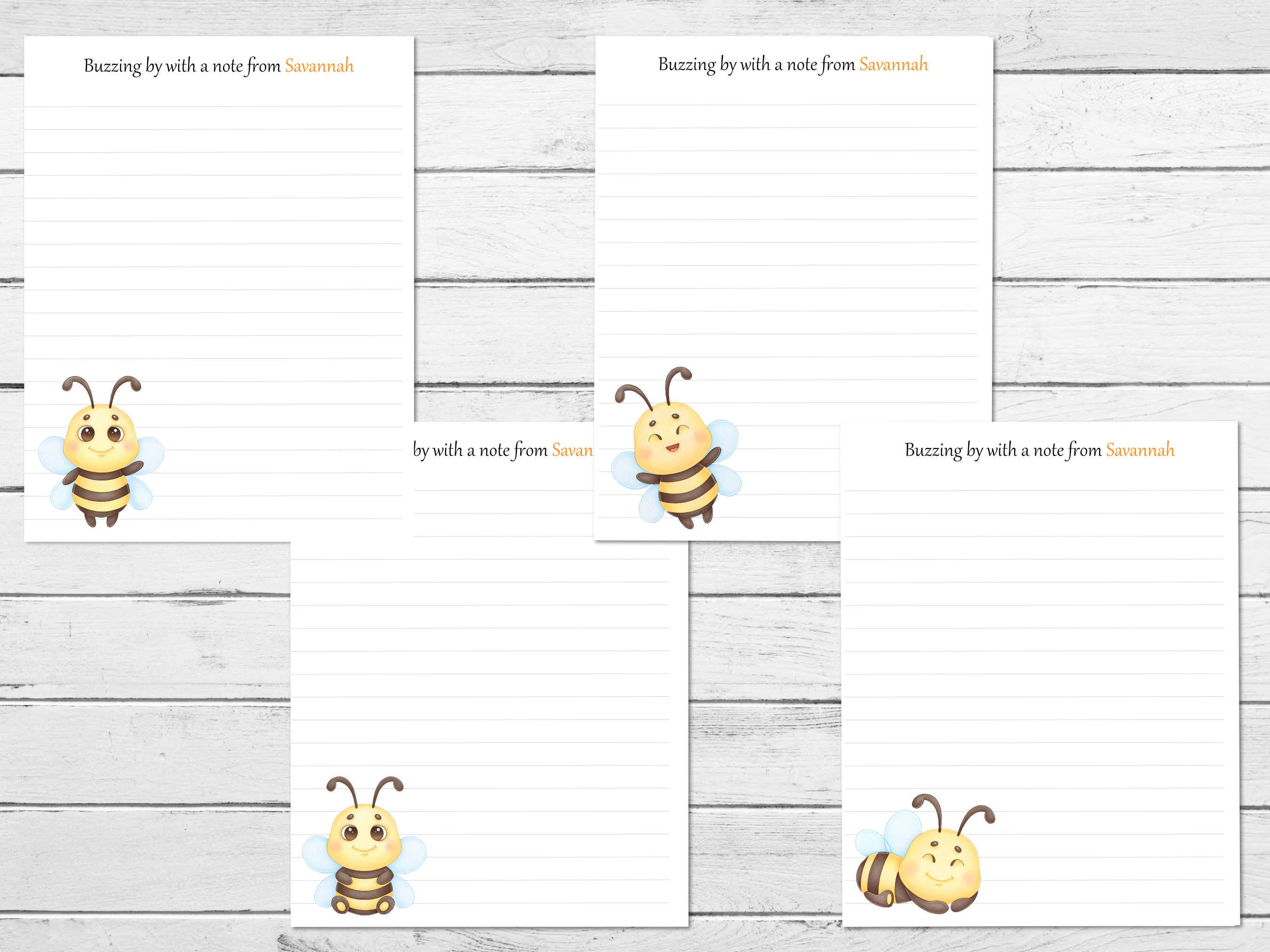 Personalized Handmade Bumble Bee Notepad, 4.25x5.5 Inch Writing Paper ...