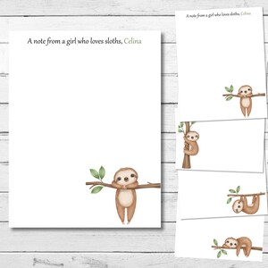 Personalized Handmade Sloth Notepad, 4.25x5.5 inch Sloth Paper, Custom Sloth Notes, 48 page Sloth Memopad, Sloth Stationary Lover Gift