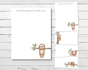 Personalized Handmade Sloth Notepad, 4.25x5.5 inch Sloth Paper, Custom Sloth Notes, 48 page Sloth Memopad, Sloth Stationary Lover Gift