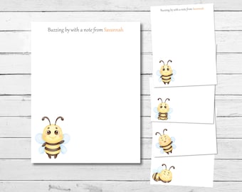 Personalized Handmade Bumble Bee Notepad, 4.25x5.5 inch Writing Paper, Custom Notes, 48 page Honey Memopad, Bee Keepers or Teachers Gift