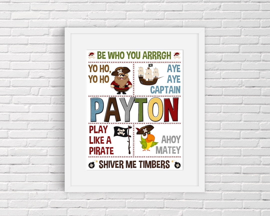 Pirate Themed Child's Name Wall Print Child's Name - Etsy