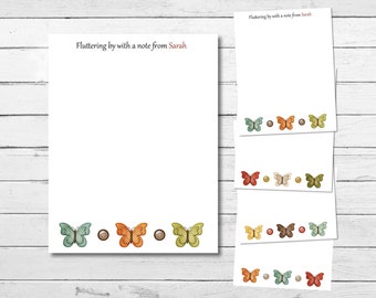 Personalized Handmade Butterfly Notepad, 4.25x5.5 inch Moth Paper, Custom Insect Notes, 48 page Memopad, Warm Toned Stationary Lover Gift