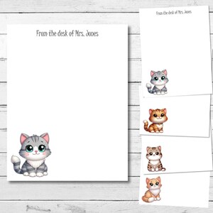 Bloc-notes personnalisé fait main de chat kawaii, papier félin mignon de 4,25 x 5,5 pouces, notes personnalisées de chaton, bloc-notes de chat, cadeau d'amant de stationnaire de chaton