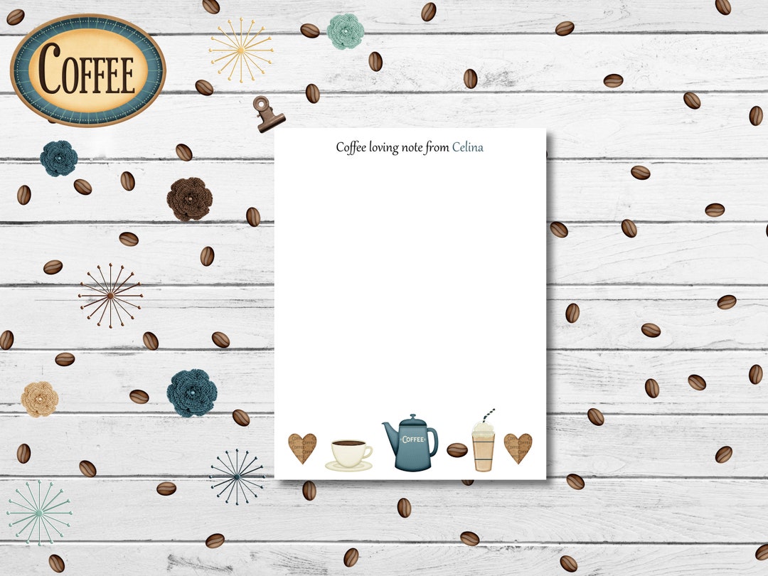 Personalized Handmade Coffee Notepad, 4.25x5.5 Inch Cafe Paper, Custom ...