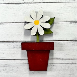 Hand-Painted Wooden Daisy Magnet, Potted Flower Fridge Magnet, Spring Kitchen Decor, Cute Plant Magnet, Handmade Gift