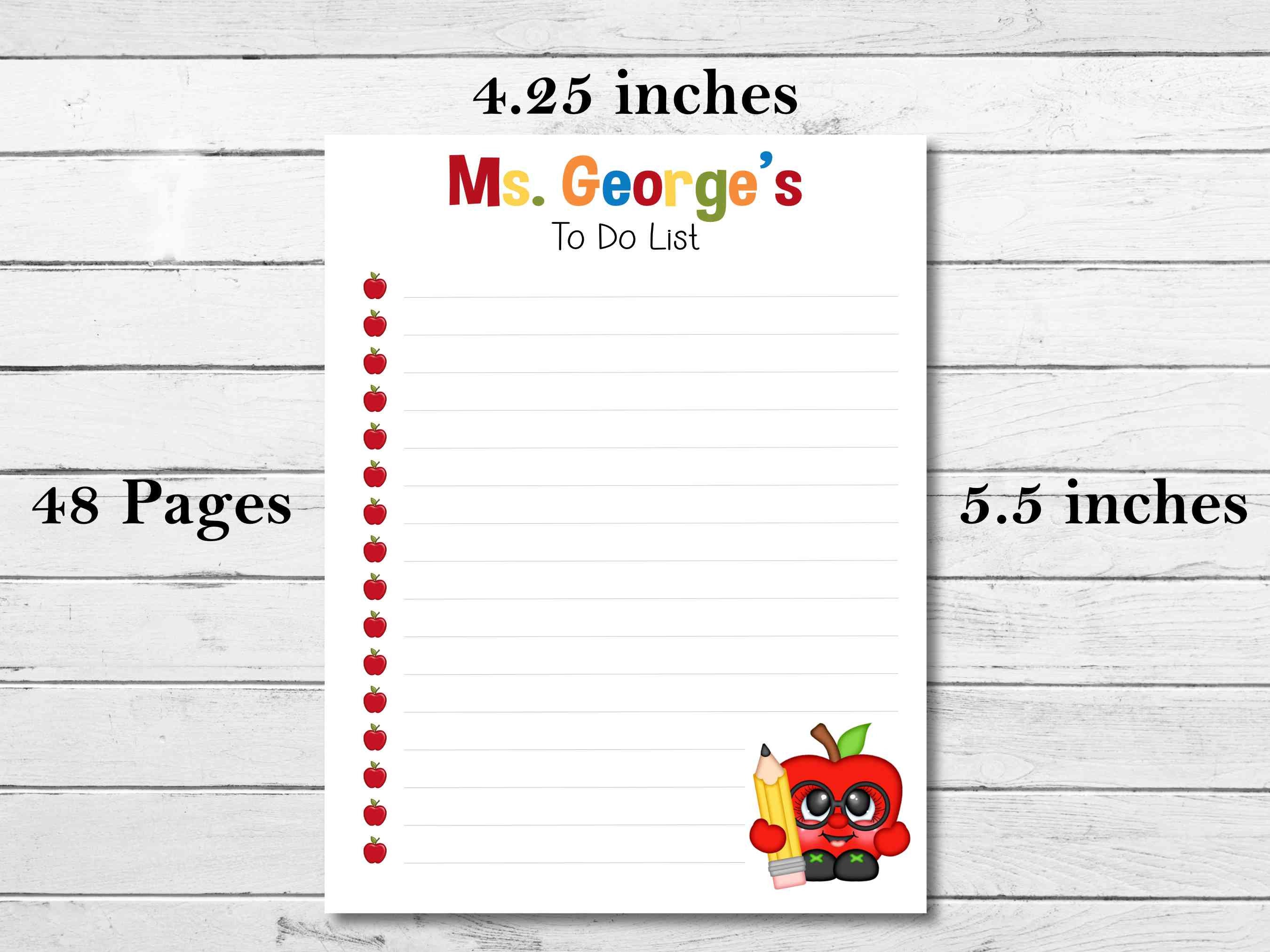 Personalized Teacher to Do List Pad, Handmade Custom Teacher List ...