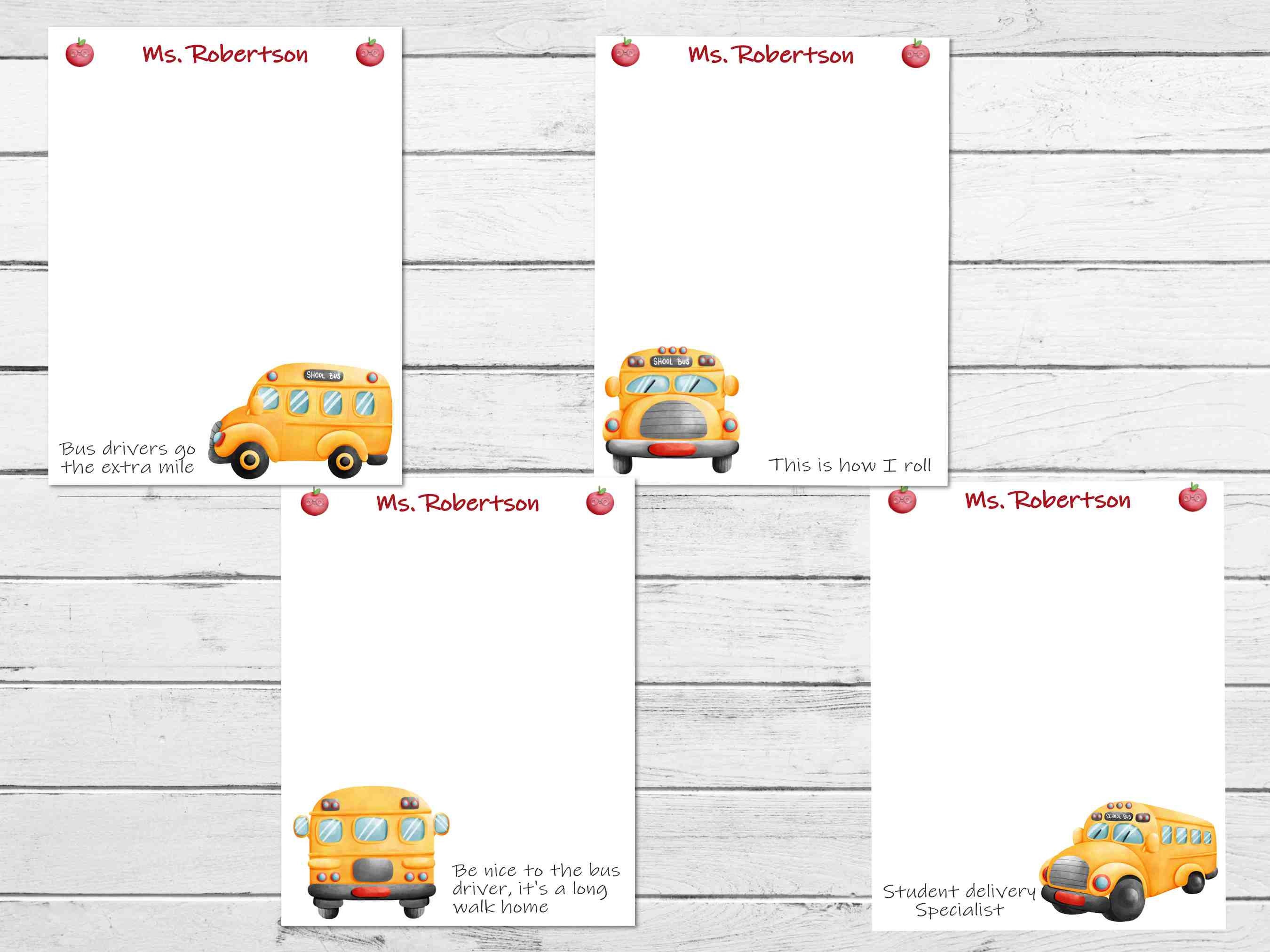 Personalized Handmade Bus Driver Notepad, 4.25x5.5 Inch School Bus ...