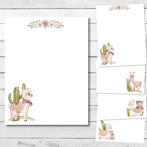 Handmade Llama Notepad, 4.25x5.5 inch Llama Paper, Custom Llama Notes, 48 page Llama Memopad, Llama Stationary Lover Gift