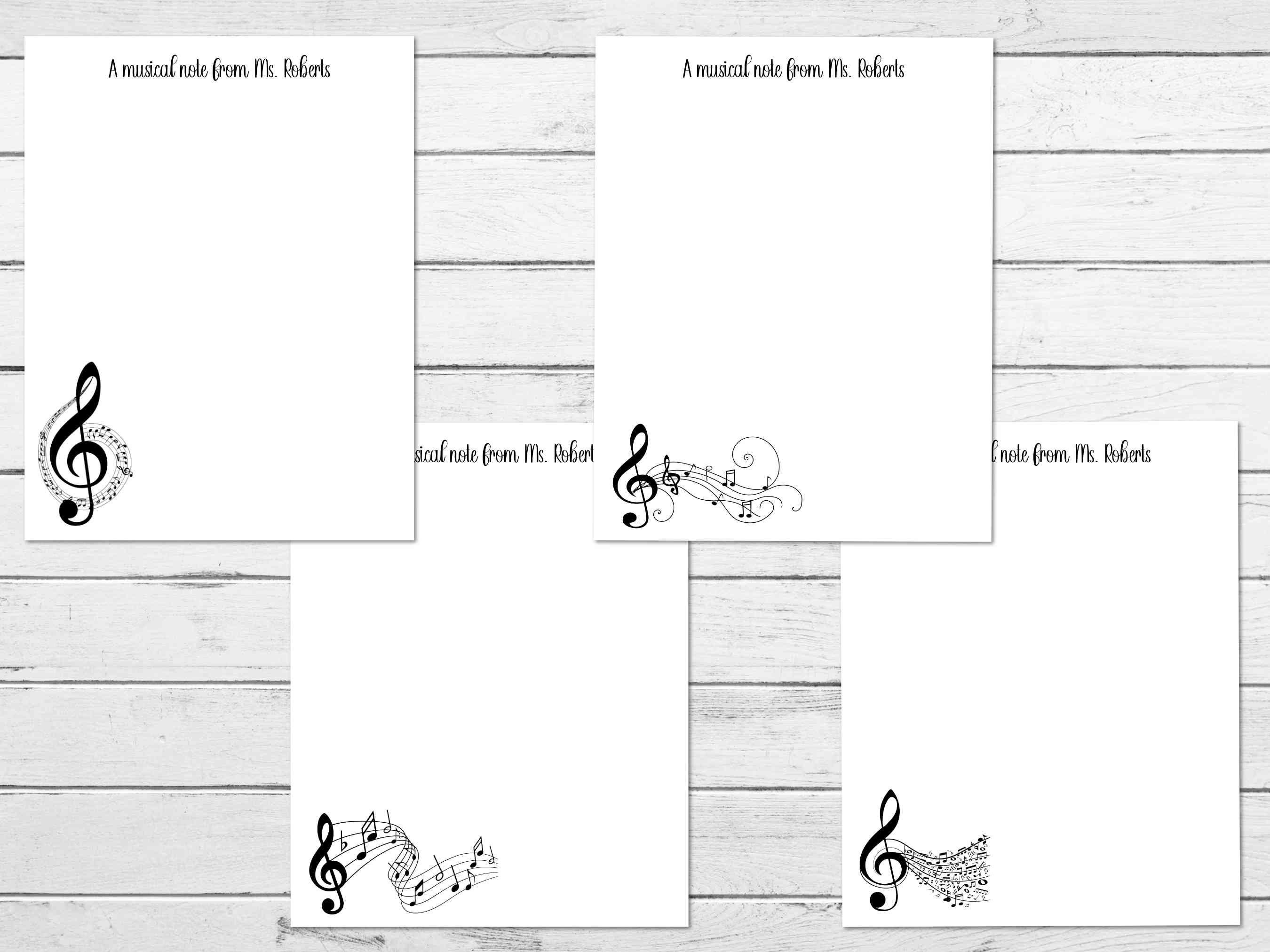 Rectangular Music Notes Notepad Template Personalized Music Teacher Notepad, Handmade Custom Choir Notes, 48 ...