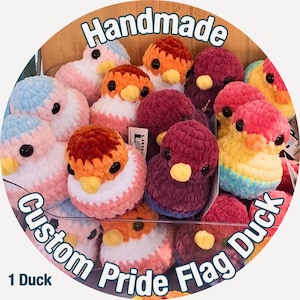 LGBTQ+ Pride Duck - Pride Crochet Duck Plushie - Rainbow Flag - LGBT - LGBTQ - Bisexual - Lesbian - Gay - Trans - Nonbinary - Pansexual