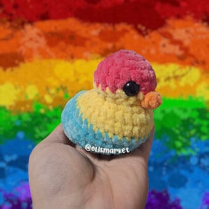 Pansexual Pride Duck - Pride Crochet Duck Plushie - Pan Flag - LGBT - LGBTQ - Bisexual - Lesbian - Gay - Trans - Nonbinary - Crochet Duck