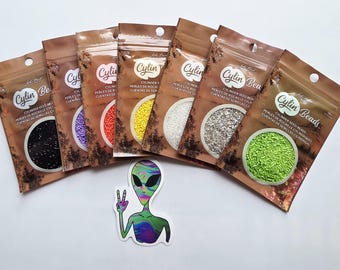 Alien Invasion Cylin Bead Collection 175g | 11/0 Cylinder Seed Beads | Halloween Bead Kit | Bead Embroidery Supplies | 7 Colors