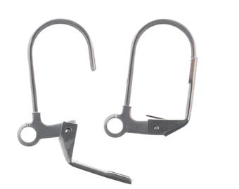 Ganchos para pendientes de acero inoxidable con cierre de palanca – 8 unidades (4 pares) – Ganchos para pendientes con cierre seguro para la fabricación de joyas