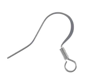 Ganchos para pendientes de acero inoxidable de 14 mm (20 unidades) / Ganchos para pendientes tipo anzuelo / Componentes hipoalergénicos para pendientes / Suministros para la fabricación de joyas