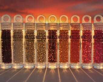 Kit de cuentas Miyuki Delica Sunset Glow: paleta cálida para hacer joyas.