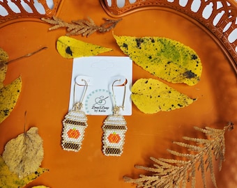 Pumpkin Spice Latte Dangle Earrings | Beaded Coffee Cup Earrings | Miyuki Delica Fall Earrings | Autumn Coffee Jewelry