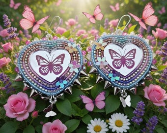 Pendientes de mariposa con pétalos de primavera