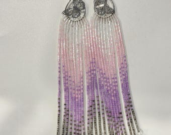 Moonlit Monarch Fringe Earrings | Glow in the Dark Butterfly Earrings | Handmade| Festival Jewelry | Statement Earrings
