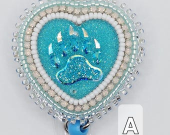 Beaded Heart Badge Reel