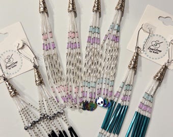 Afterglow Beaded Fringe Earrings | Glow in the Dark Shoulder Dusters