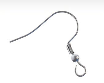Ganchos clásicos de acero inoxidable para pendientes de 19 mm – 10 unidades (5 pares) – Ganchos clásicos para la fabricación de joyas