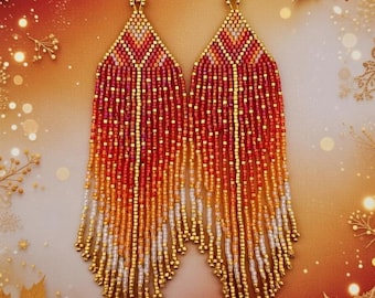 I am an Autumn" Beaded Fringe Earrings