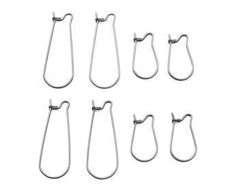 Stainless Steel Kidney Style Earring Wires 20pcs (10 Pairs) – Secure Kidney Ear Hooks for Jewelry Making.