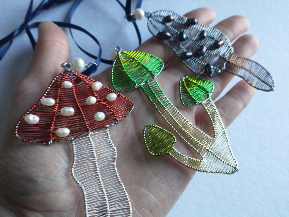 Wire Mushroom Trio Decoration Collection Handmade Bespoke Etsy
