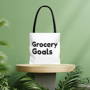 Grocery Goals Tote Bag Reusable Shopping Bag Funny Market Tote Eco Friendly Canvas Bag for Groceries Stylish Grocery Bag for Women