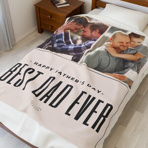 Best Dad Ever Blanket Fathers Day Gift from Kids Cozy Soft Throw Blanket for Dad Birthday Present Personalized Blanket for Father