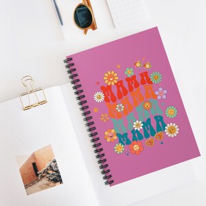 Flower Power Spiral Notebook Ruled, Cute Floral Journal for Women, Gift for Moms, Mother&#39;s Day Notepad, Pretty Stationery Idea
