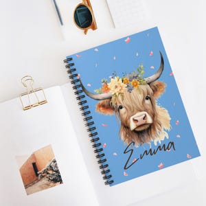 Charming Cow Spiral Notebook - Ruled Line, Cute Journal, Floral Stationery, Gift for Farmers, Cute Cow Lover Gift, Eco-Friendly Notepad